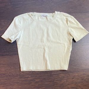 LIME GREEN ZARA STRETCHY ATHLETIC COMFY CROPPED SHIRT SMALL NEVER WORN